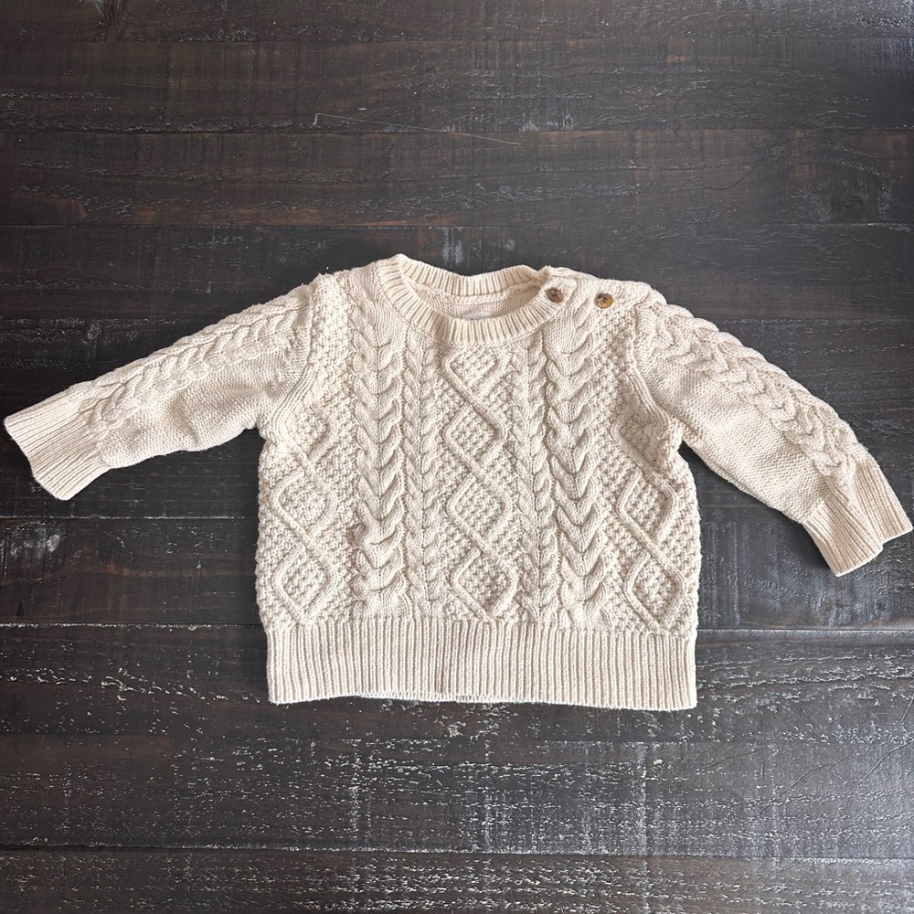 GAP Kids Cream Cable Knit Sweater 6-12 mo 100% cotton